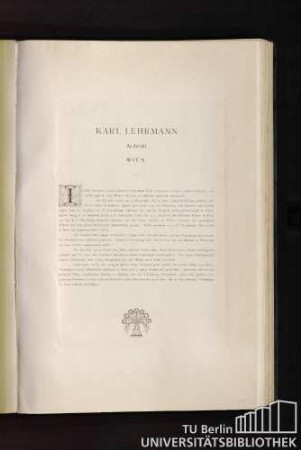 Karl Lehrmann. Architekt, Wien.