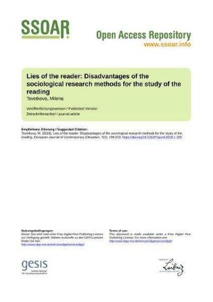 Lies of the reader: Disadvantages of the sociological research methods for the study of the reading