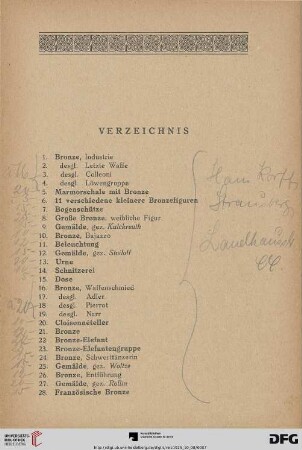 Verzeichnis (Nr. 1-415)