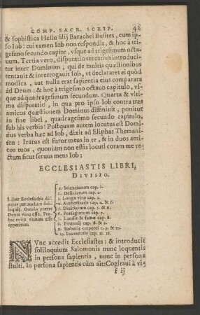 Ecclesiastis Libri, Divisio.