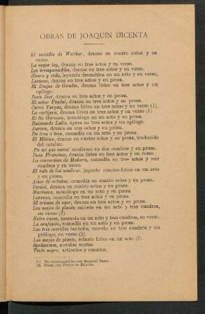 Obras de Joaquín Dicenta