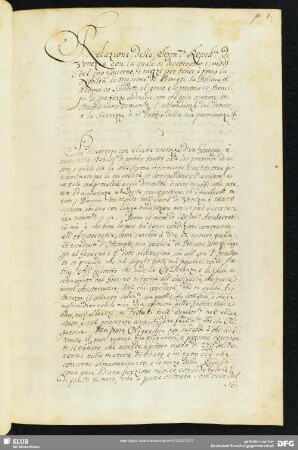 [Text:] Relazione della Serenissima Repubblica di Venezia