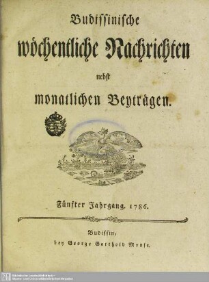 1786: Budissinische wöchentliche Nachrichten