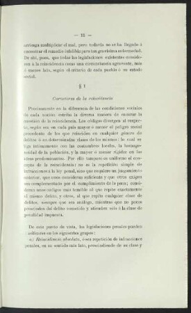 § 1 - Caracteres de la reincidencia