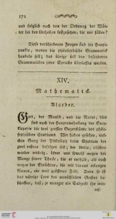 XIV. Mathematick