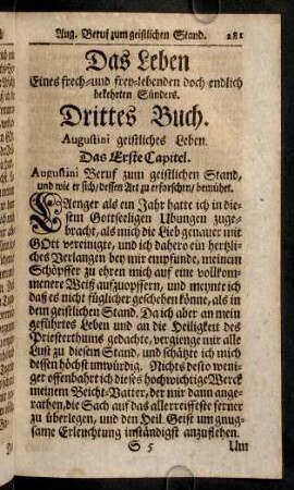 281-328, Drittes Buch. Augustini geistliches Leben.