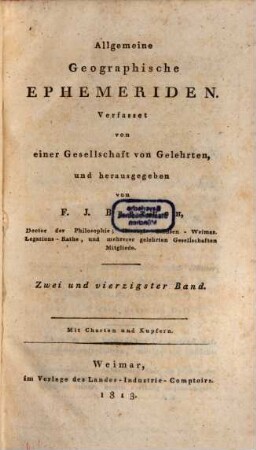 Allgemeine geographische Ephemeriden, 42. 1813