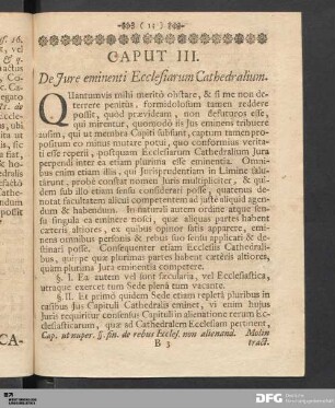 Caput III. De Jure eminenti Ecclesiarum Cathedralium.