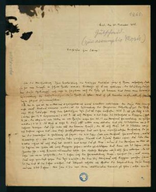 Brief vom 20. November 1865
