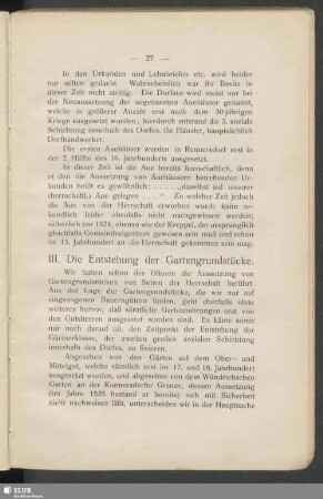 III. Die Entstehung der Gartengrundstücke