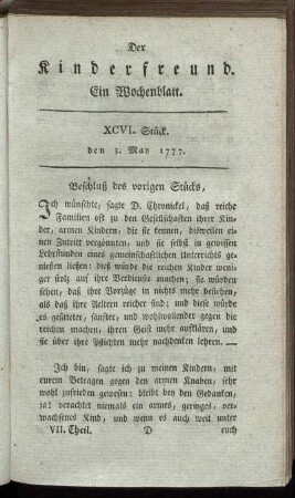 XCVI. Stück, den 3. May 1777
