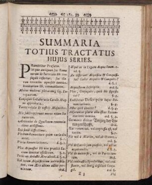 Summaria Totius Tractatus Hujus Series.
