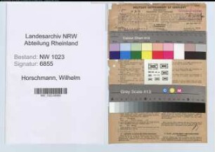 Entnazifizierung Wilhelm Horschmann , geb. 11.12.1892 (Bahnsekretaer)