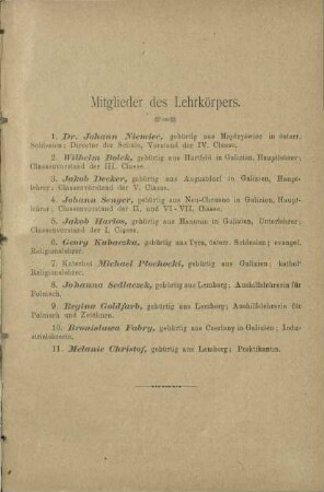 Mitglieder des Lehrkörpers
