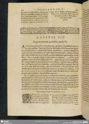 Capitis VIII. Argumentum, partitio, analysis