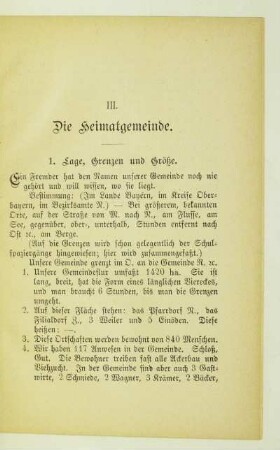 III. Die Heimatgemeinde