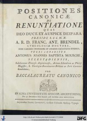 Positiones Canonicae De Renuntiatione
