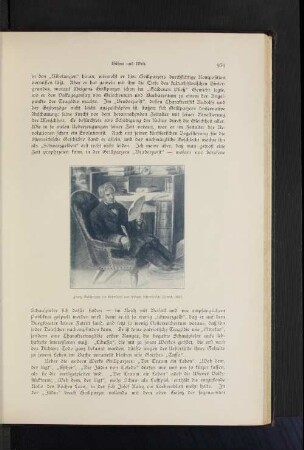 Franz Grillparzer im Lehnstuhl vor feinem Schreibtisch