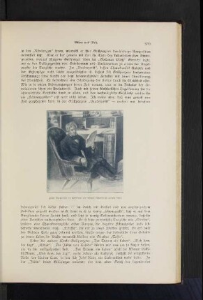 Franz Grillparzer im Lehnstuhl vor feinem Schreibtisch