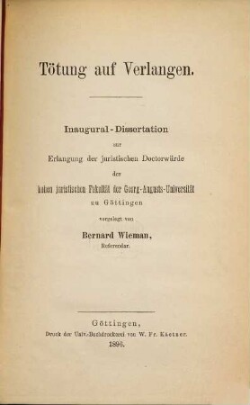 Tötung auf Verlangen