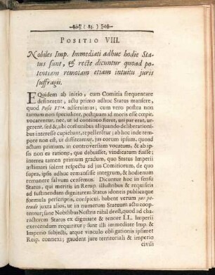 Positio VIII. Nobiles Imp. Immediati adhuc hodie Status sunt, & recte dicuntur quoad potentiam remotam etiam intuitu juris suffragii.