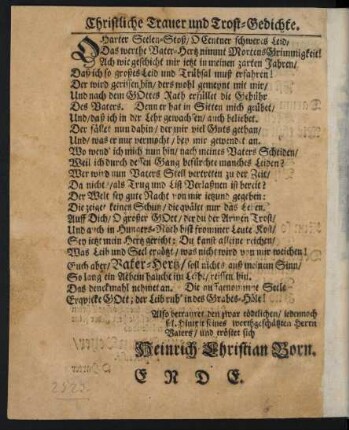 O harter Seelen-Stoß/ O Centner schweres Leid/ [...]