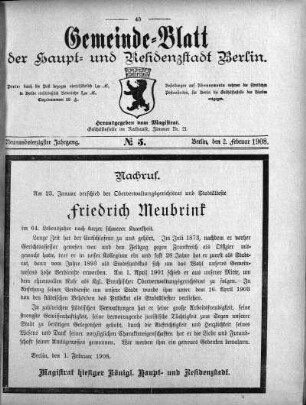 1908,5: No. 5, 2. Februar 1908
