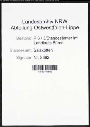 Heiratsregister Standesamt Salzkotten