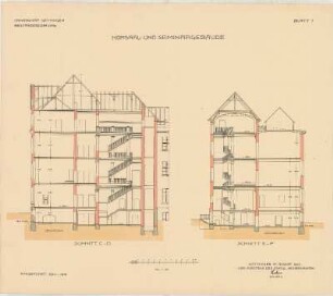 Hörsaal- und Seminargebäude der Universität Göttingen: Blatt 7, Schnitt C-D, E-F