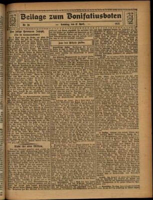 Zweite Ausgabe vom Sonntag, den 17. April 1927.