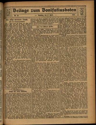 Zweite Ausgabe vom Sonntag, den 17. April 1927.