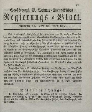 Nr. 11 : 18. May 1830