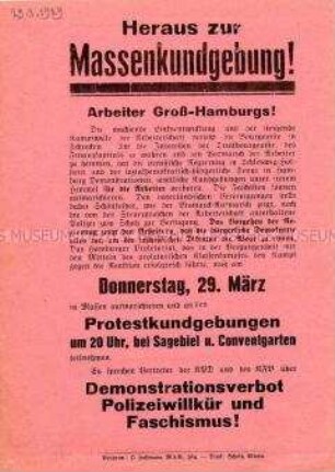Aufruf der KPD und des RFB zu einer Massenkundgebung in Hamburg