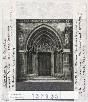 Nürnberg, St. Sebald: westl. Portal am südl. Seitenschiff, Aufnahme vor 1909