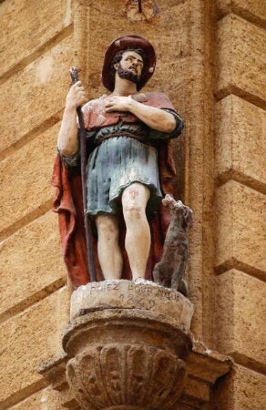 Frankreich. Provence. Bouches du Rhone. Aix en Provence. Place Richelme. Figur an Hausfassade