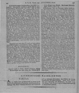 Einige Erinnerungen aus dem Leben des Seligen Herrn Oberst Joh. Jakob Meyer, von Zürich. Zürich: Orell & Füssli 1820