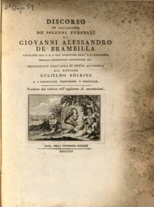 Discorso in occasione de'solenni funerali di Giovanni Alessandro de Brambilla ...