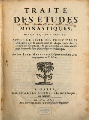 Traité des etudes monastiques