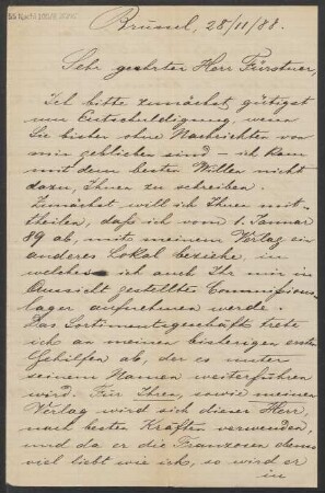 Brief an Adolph Fürstner an Adolph Fürstner  : 28.11.1888