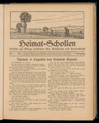 Heimat-Schollen 2. Jahrgang, Nr. 1, 1922