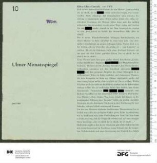 Programm 10. Monatsabschnitt 1959/1960