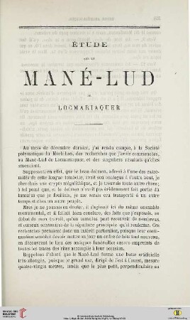 N.S. 10.1864: Étude sur le Mané-Lud de Locmariaquer