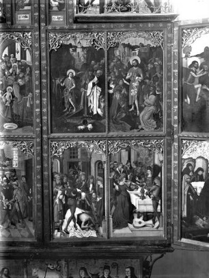 Altar in erster Öffnung — Szenen aus dem Leben Johannes des Täufers — Rechter Innenflügel: Vier Szenen aus dem Leben des Heiligen