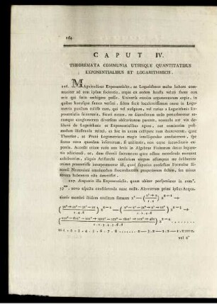 Caput IV. Theoremata Communia Utrisque Quantitatibus Exponentialibus Et Logarithmicis.