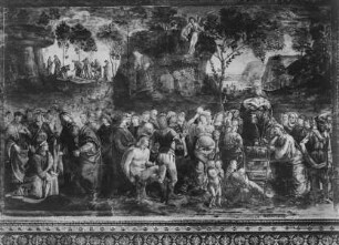 Ausmalung der Cappella Sistina — Wandmalerei des unteren Registers — Testament und Tod Mosis