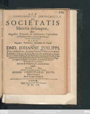 Conclusiones Iuridicae Ex Societatis Materia desumptae