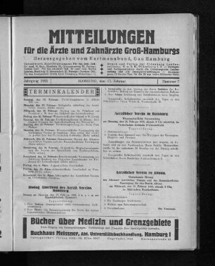 Jahrgang 1925, Hamburg, den 15. Februar, Nummer 7