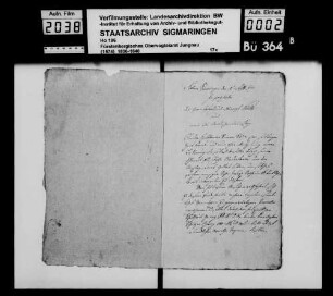 Vermögensübergabe des Simon Stöhr in Inneringen an seinen Sohn Josef