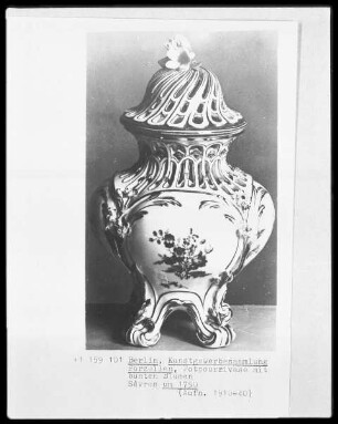 Potpourrivase mit Deckel, bemalt mit bunten Blumen