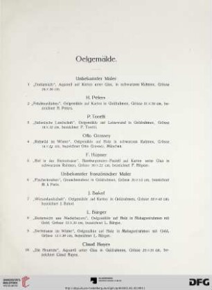 Oelgemälde (Nr. 1-87)